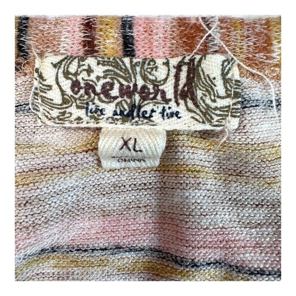 One World XL Striped Button-Up Tie Waist Crop Sweater Top Multicolor Knit Womens - Picture 4 of 5